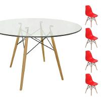 Conjunto Mesa Eames 90cm + 4 Cadeiras Vermelha - 1
