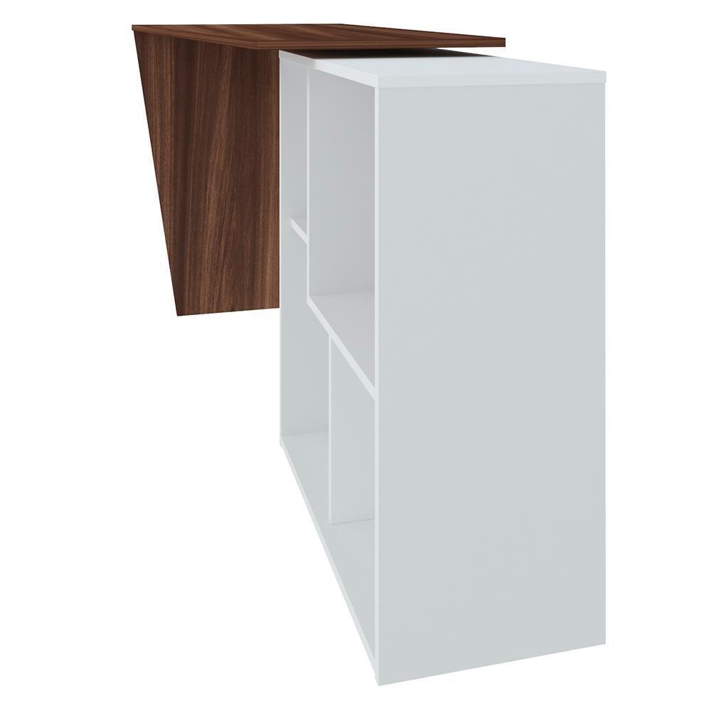 Kit 2 Mesas Escrivaninha 2 Em 1 Com Nichos Arbo A06 Ipê/branco - Mpozenato - 10