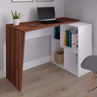 Kit 2 Mesas Escrivaninha 2 Em 1 Com Nichos Arbo A06 Ipê/branco - Mpozenato - 2