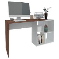 Kit 2 Mesas Escrivaninha 2 Em 1 Com Nichos Arbo A06 Ipê/branco - Mpozenato - 8