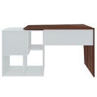 Kit 2 Mesas Escrivaninha 2 Em 1 Com Nichos Arbo A06 Ipê/branco - Mpozenato - 9