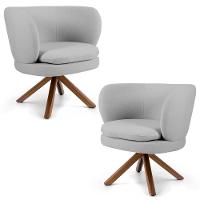 Kit 2 Poltronas Decorativas Giratória Base Giromad Melissa D-315 Linho Cinza Claro - Domi - 1