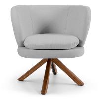 Kit 2 Poltronas Decorativas Giratória Base Giromad Melissa D-315 Linho Cinza Claro - Domi - 3