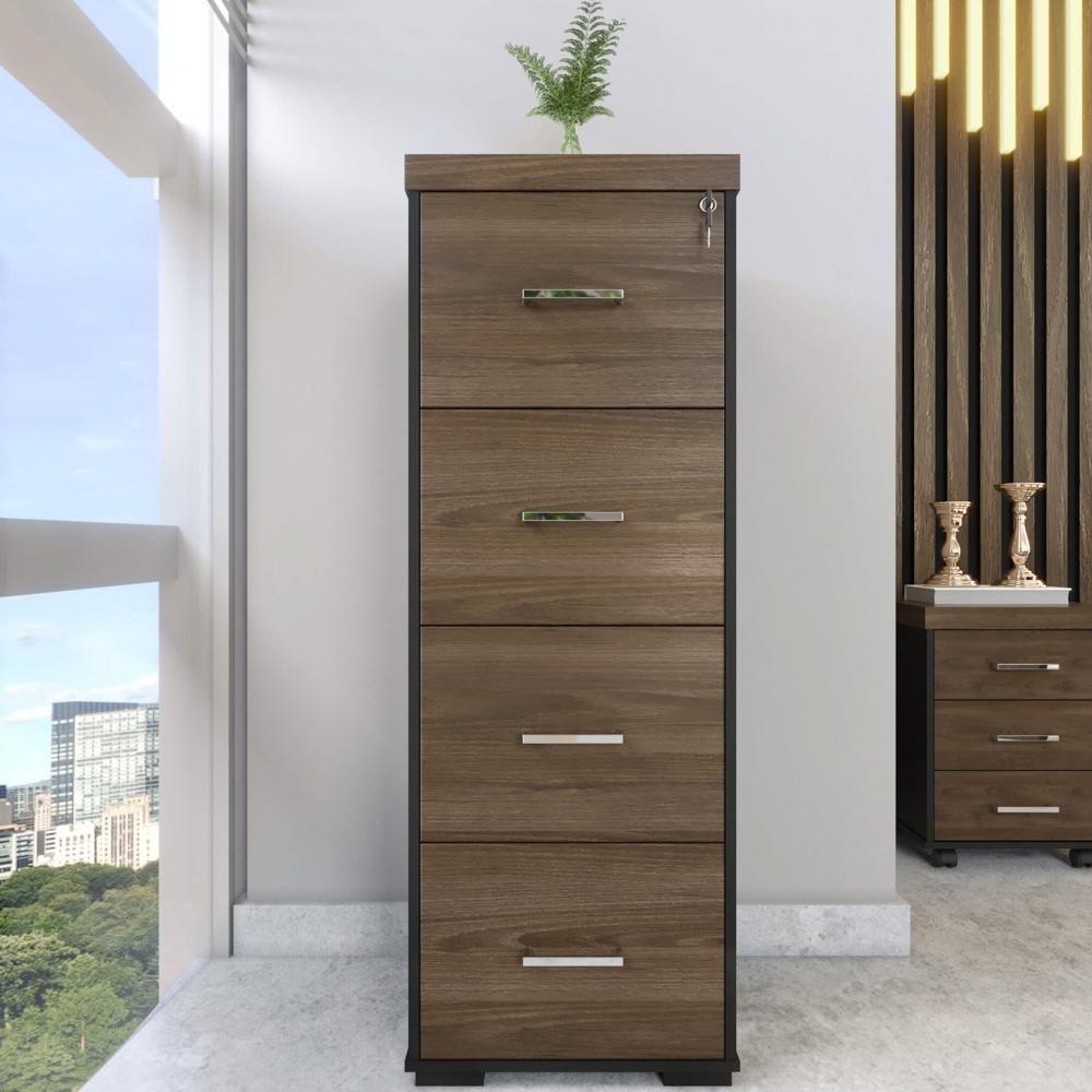 Armário Para Pasta Suspensa Tamburato A06 Marrom/preto - Mpozenato - 2