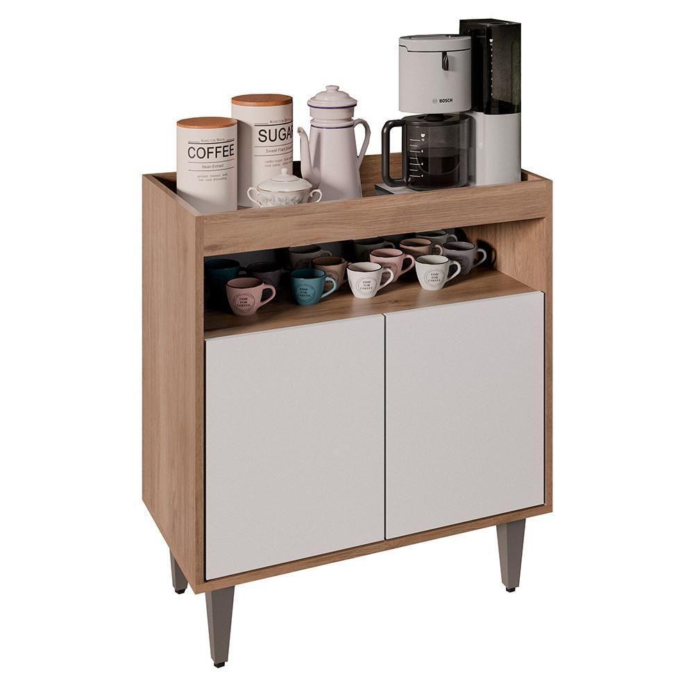 Balcão Aparador Buffet Cantinho Do Café 71cm Lice Z34 Freijó/branco - Mpozenato - 1