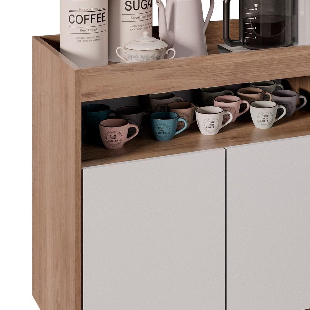 Balcão Aparador Buffet Cantinho Do Café 71cm Lice Z34 Freijó/branco - Mpozenato - 6