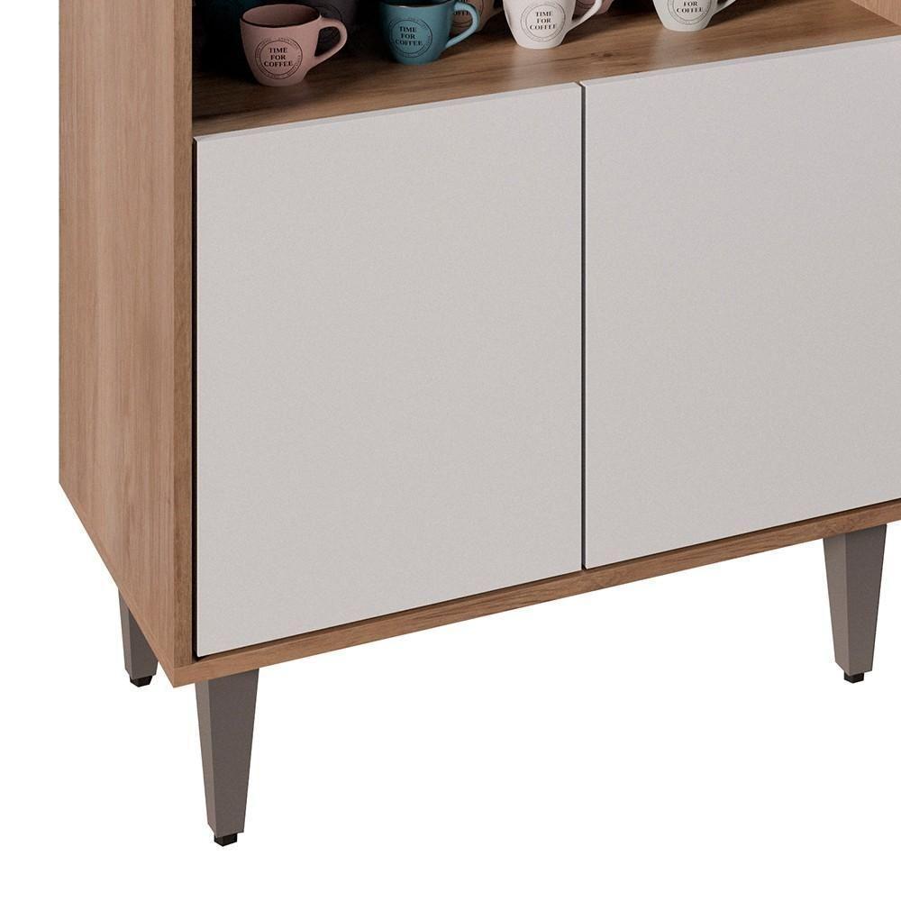 Balcão Aparador Buffet Cantinho Do Café 71cm Lice Z34 Freijó/branco - Mpozenato - 7