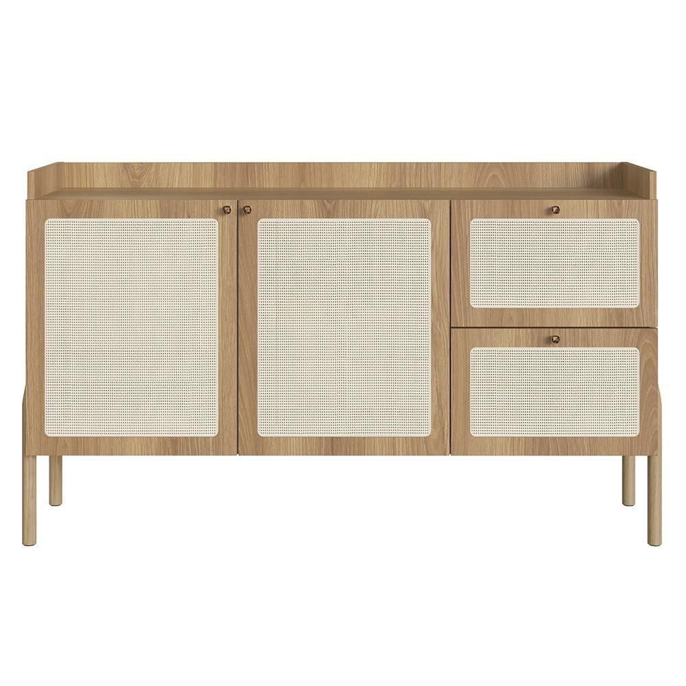 Balcão Aparador Buffet Pés De Madeira Arlo A10 Hanover - Mpozenato - 6