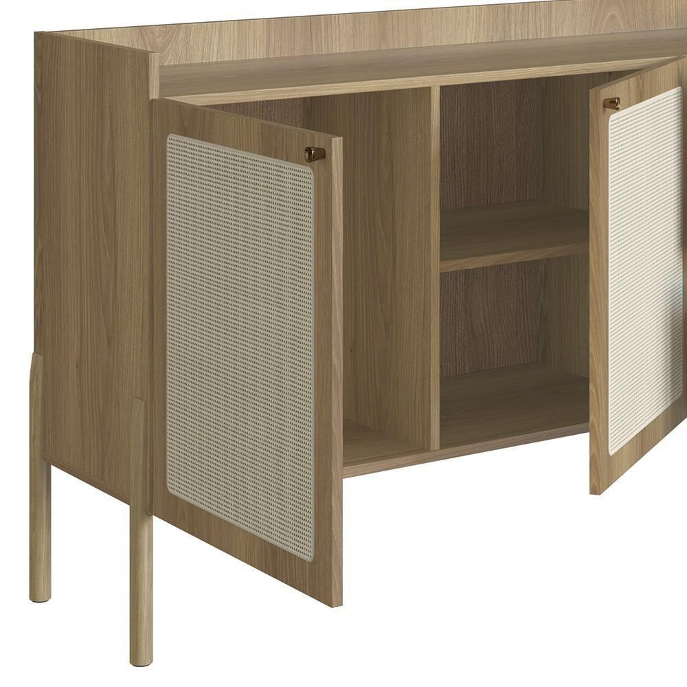 Balcão Aparador Buffet Pés De Madeira Arlo A10 Hanover - Mpozenato - 7