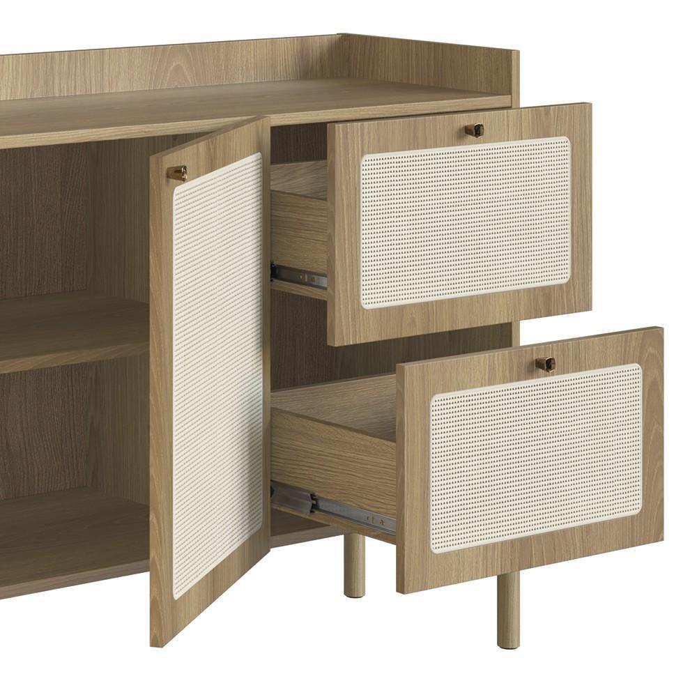 Balcão Aparador Buffet Pés De Madeira Arlo A10 Hanover - Mpozenato - 8