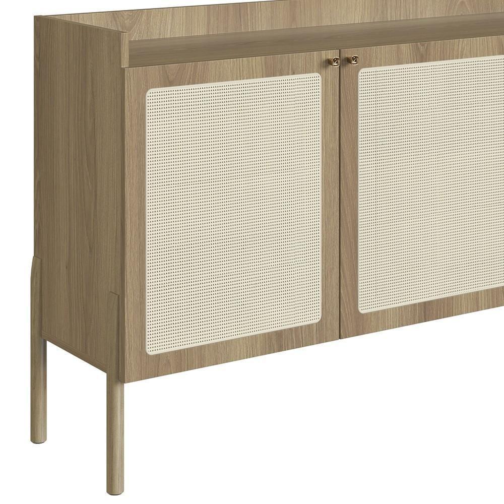 Balcão Aparador Buffet Pés De Madeira Arlo A10 Hanover - Mpozenato - 9