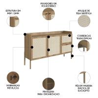 Balcão Aparador Buffet Pés De Madeira Arlo A10 Hanover - Mpozenato - 3