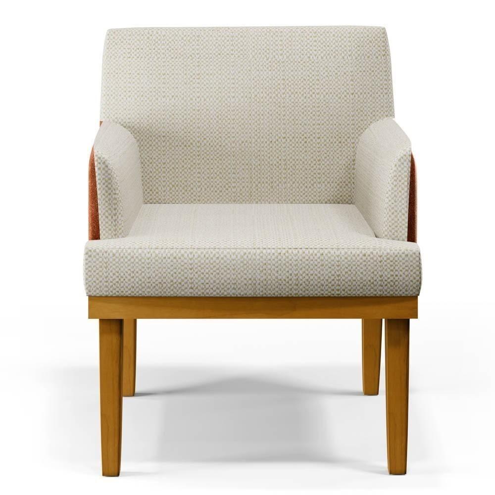 Kit 2 Poltronas Decorativas Vitória W01 Linho Bege/ Sintético Camel - Mpozenato - 5