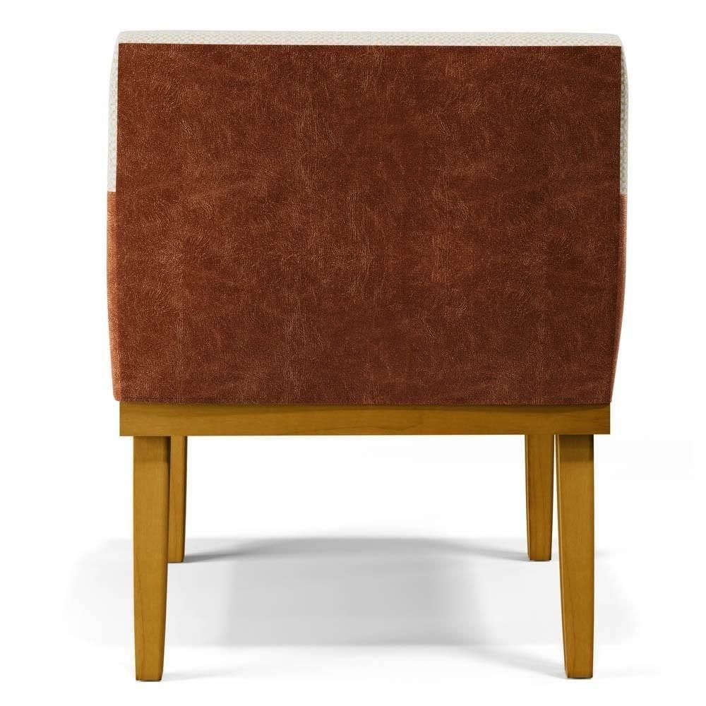 Kit 2 Poltronas Decorativas Vitória W01 Linho Bege/ Sintético Camel - Mpozenato - 6