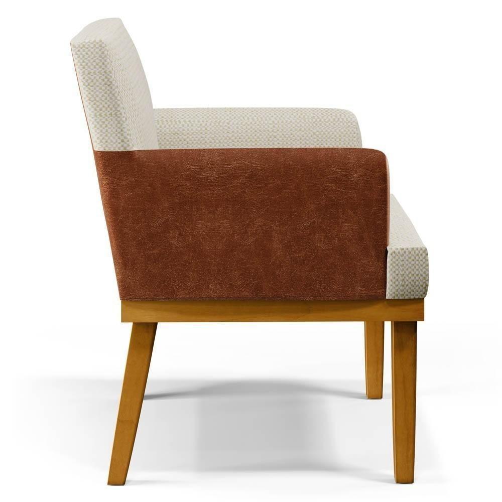 Kit 2 Poltronas Decorativas Vitória W01 Linho Bege/ Sintético Camel - Mpozenato - 7