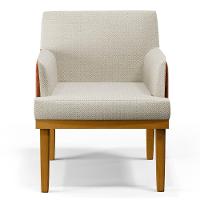 Kit 2 Poltronas Decorativas Vitória W01 Linho Bege/ Sintético Camel - Mpozenato - 5