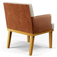 Kit 2 Poltronas Decorativas Vitória W01 Linho Bege/ Sintético Camel - Mpozenato - 8