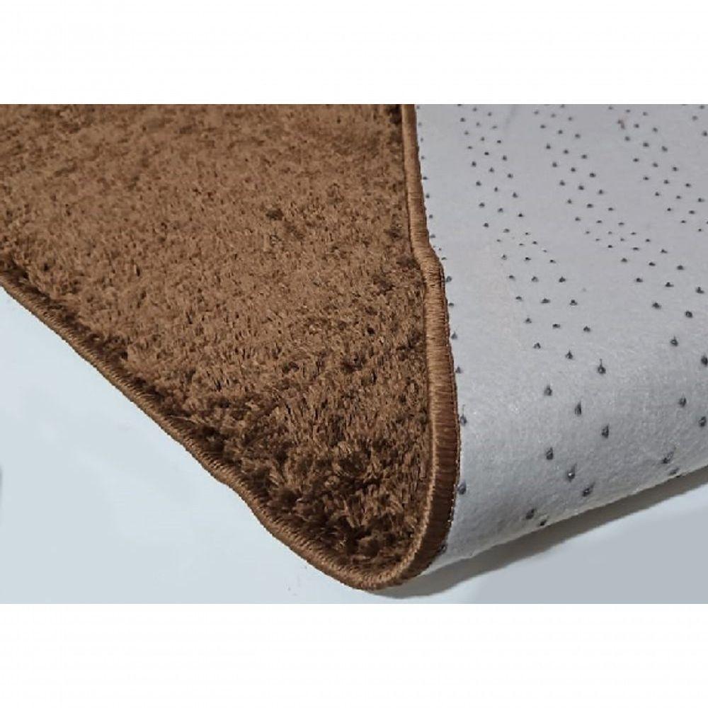 Kit Cozinha 3 Pçs Classic Tapete Passadeira Shaggy Antider Marrom - 9