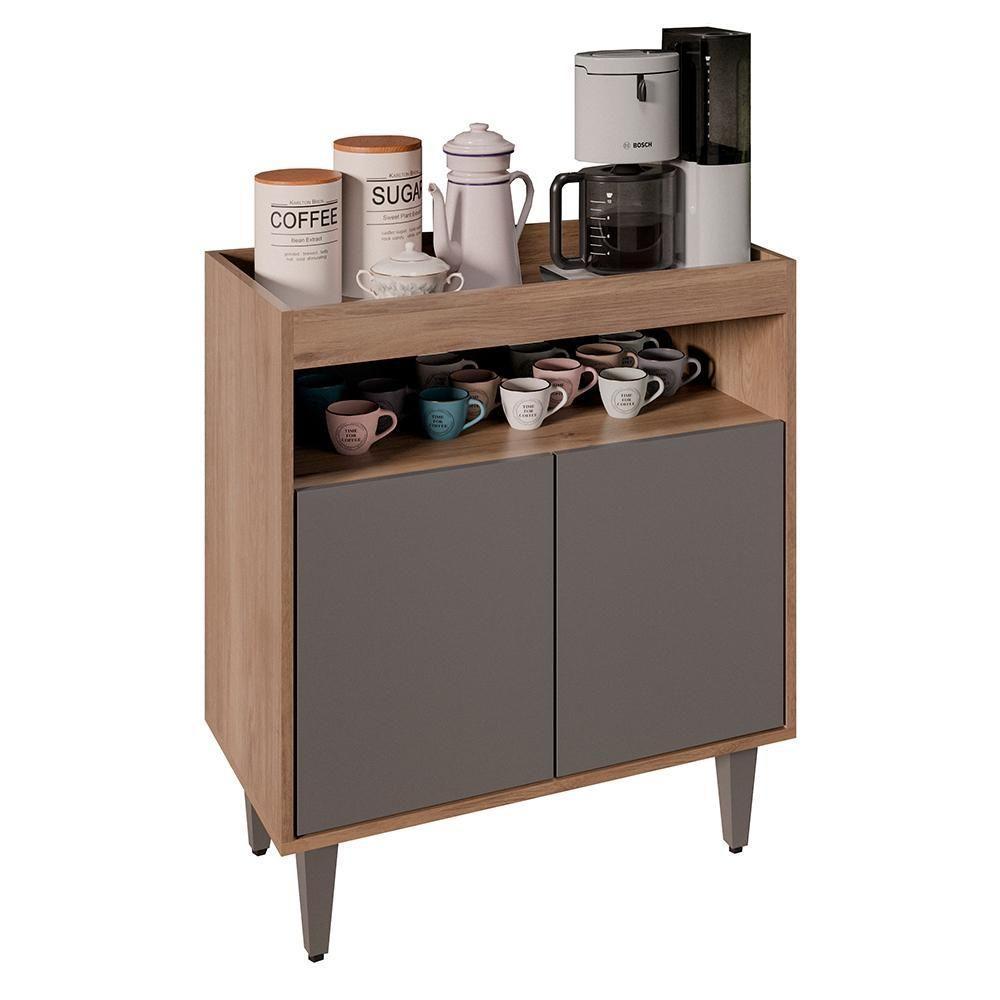 Balcão Aparador Buffet Cantinho Do Café 71cm Lice Z34 Freijó/grafite - Mpozenato - 1