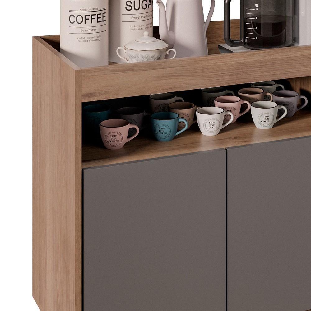 Balcão Aparador Buffet Cantinho Do Café 71cm Lice Z34 Freijó/grafite - Mpozenato - 6