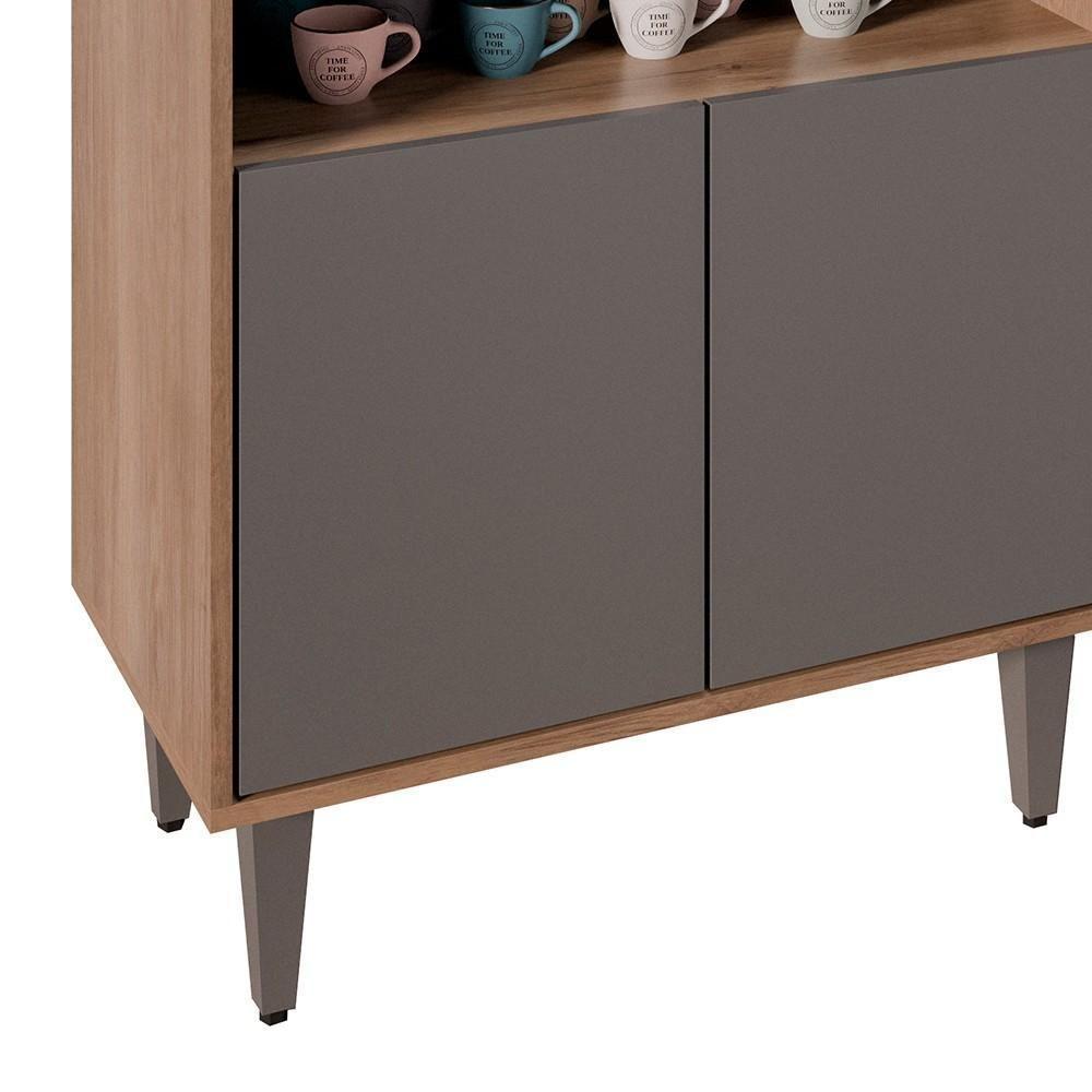 Balcão Aparador Buffet Cantinho Do Café 71cm Lice Z34 Freijó/grafite - Mpozenato - 7