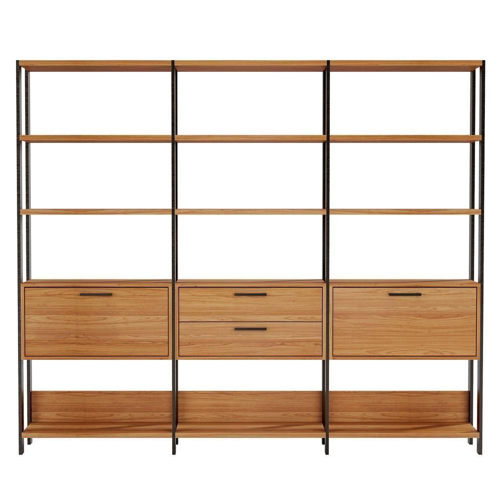 Estante Alta Estilo Industrial 2 Portas 2 Gavetas E93 Freijó/preto Fosco - Pradel - 3