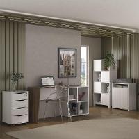 Conjunto Escritório Home Office 4 Peças Look A06 Branco/ipê - Mpozenato - 2