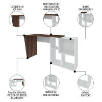 Conjunto Escritório Home Office 4 Peças Look A06 Branco/ipê - Mpozenato - 3