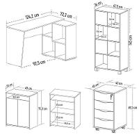 Conjunto Escritório Home Office 4 Peças Look A06 Branco/ipê - Mpozenato