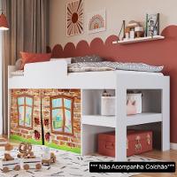 Cama Elevada Com Cortina Imaginação Meu Fofinho A05 Branco - Mpozenato - 2