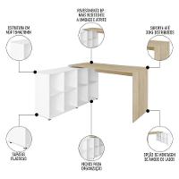 Conjunto Escritório Home Office 4 Peças Mity A06 Branco/carvalho - Mpozenato - 3