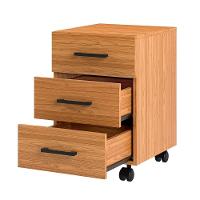 Gaveteiro Com Rodízios 3 Gavetas Estilo Industrial F16 Freijó - Pradel - 1