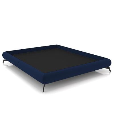 Cama Queen Base Box 158x198cm Pés De Ferro Cold P02 Veludo Azul - Mpozenato