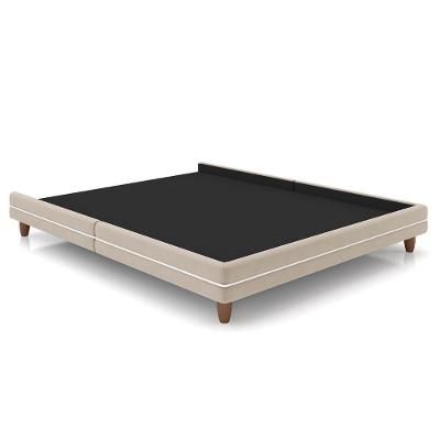 Cama Casal Base Box 140cm Many P02 Veludo Bege - Mpozenato