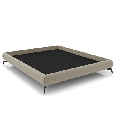 Cama Casal Base Box 138x188cm Pés De Ferro Cold P02 Veludo Bege - Mpozenato