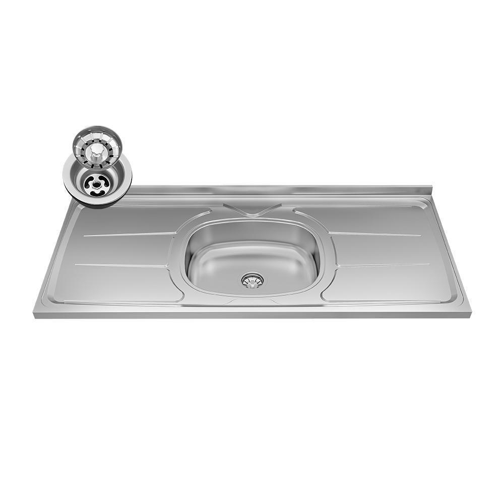 Balcão Gabinete Com Pia Inox 120cm Andréia 2 Portas Cinza - Ajl Móveis - 6