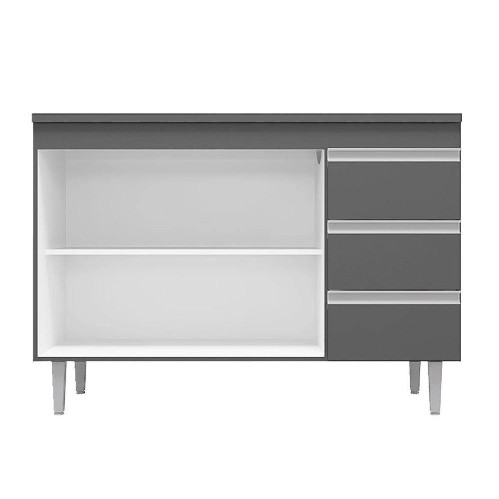 Balcão Gabinete Com Pia Inox 120cm Andréia 2 Portas Cinza - Ajl Móveis - 8