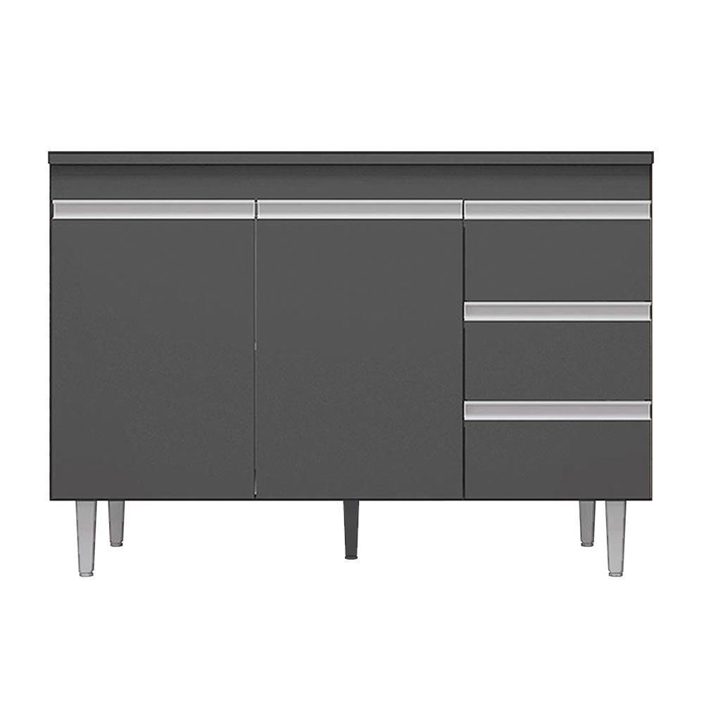 Balcão Gabinete Com Pia Inox 120cm Andréia 2 Portas Cinza - Ajl Móveis - 9