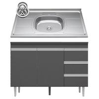 Balcão Gabinete Com Pia Inox 120cm Andréia 2 Portas Cinza - Ajl Móveis - 1