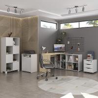 Conjunto Escritório Home Office 4 Peças Side A06 Branco/carvalho - Mpozenato - 2