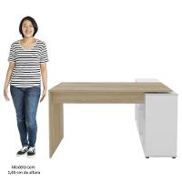 Conjunto Escritório Home Office 4 Peças Side A06 Branco/carvalho - Mpozenato - 9