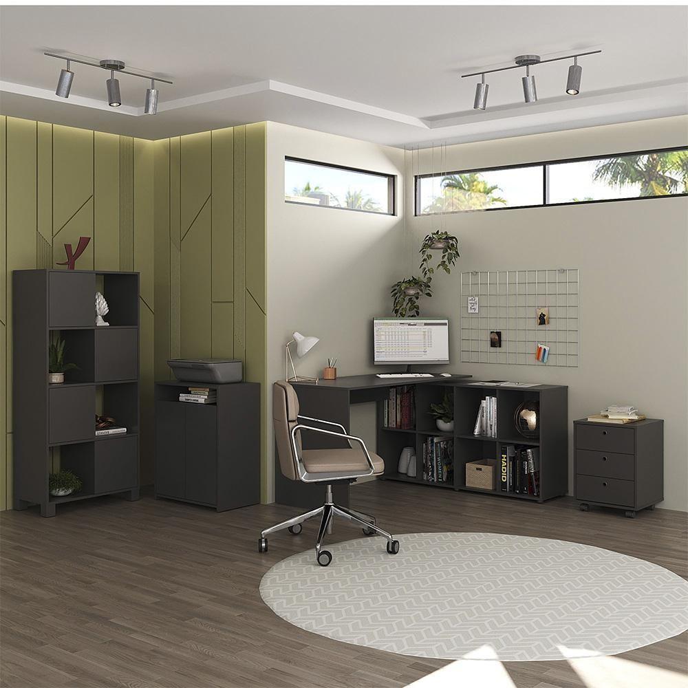 Conjunto Escritório Home Office 4 Peças Nil A06 Preto - Mpozenato - 2