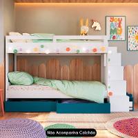 Beliche Infantil Com Escada E 4 Gavetas Infix C06 Branco/azul - Mpozenato - 5