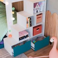 Beliche Infantil Com Escada E 4 Gavetas Infix C06 Branco/azul - Mpozenato - 7