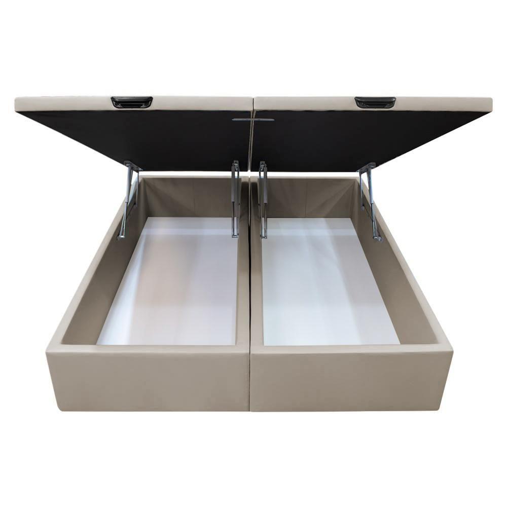 Base Box Baú Para Cama Casal Queen 158x198cm Bipartido Liz S05 Sintético Bege - Mpozenato - 3