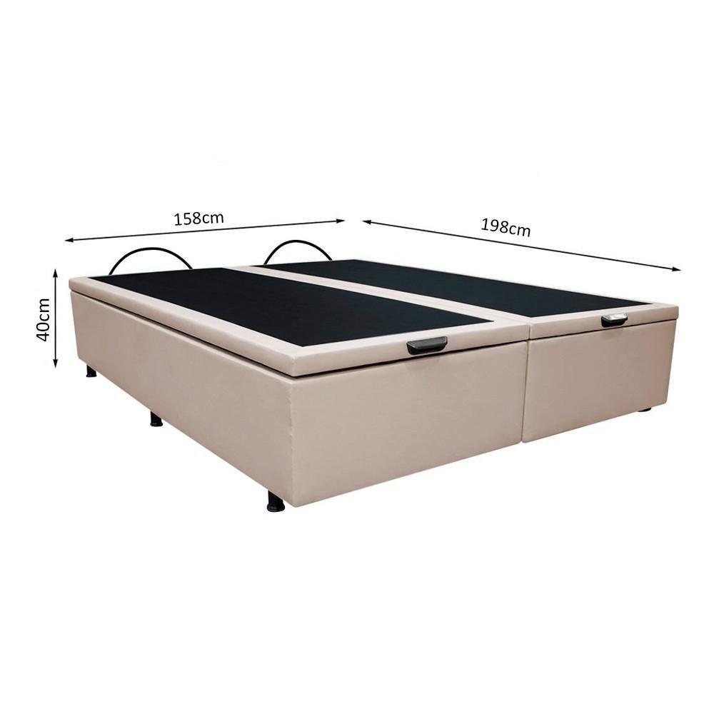 Base Box Baú Para Cama Casal Queen 158x198cm Bipartido Liz S05 Sintético Bege - Mpozenato - 4