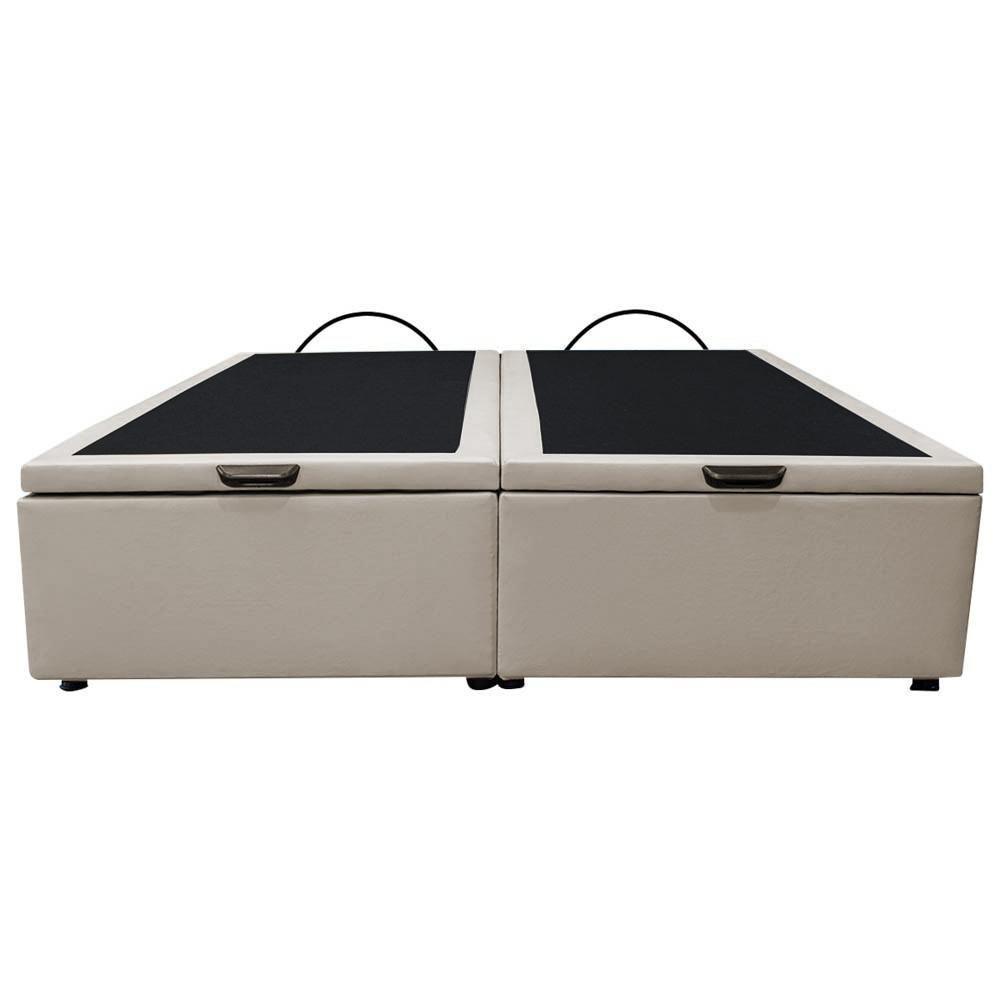 Base Box Baú Para Cama Casal Queen 158x198cm Bipartido Liz S05 Sintético Bege - Mpozenato - 6