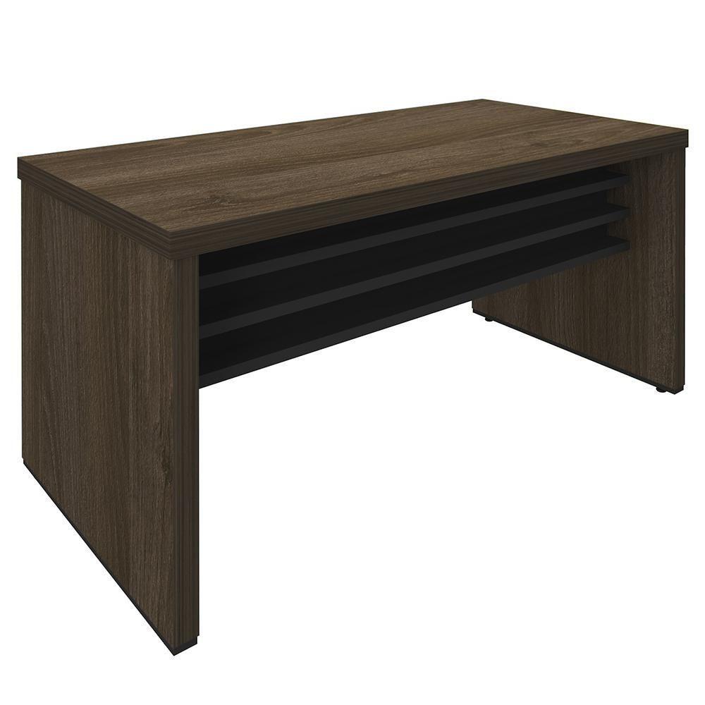 Mesa Para Escritório 160cm E Gaveteiro Com Rodízios Corp A06 Charuto/preto - Mpozenato - 9