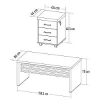 Mesa Para Escritório 160cm E Gaveteiro Com Rodízios Corp A06 Charuto/preto - Mpozenato