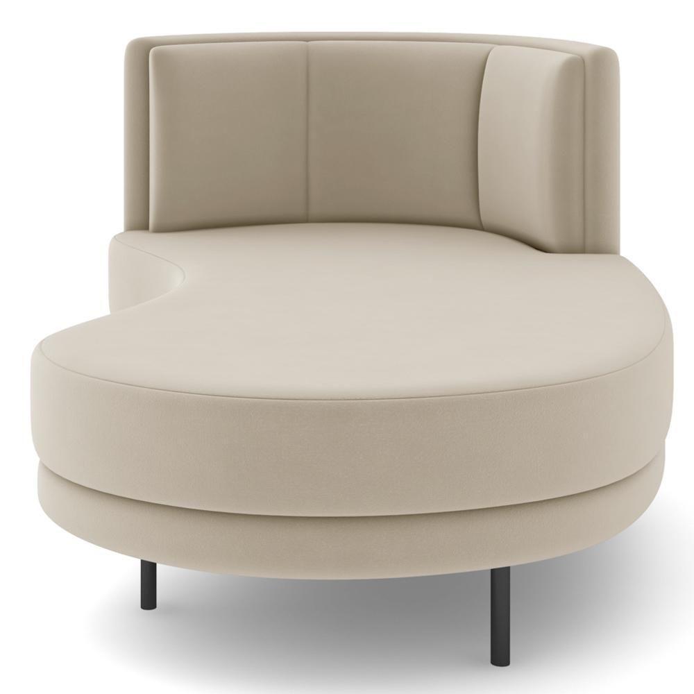 Chaise Longue Divã 164cm Braço Esquerdo Logus D06 Veludo Bege - Mpozenato - 6